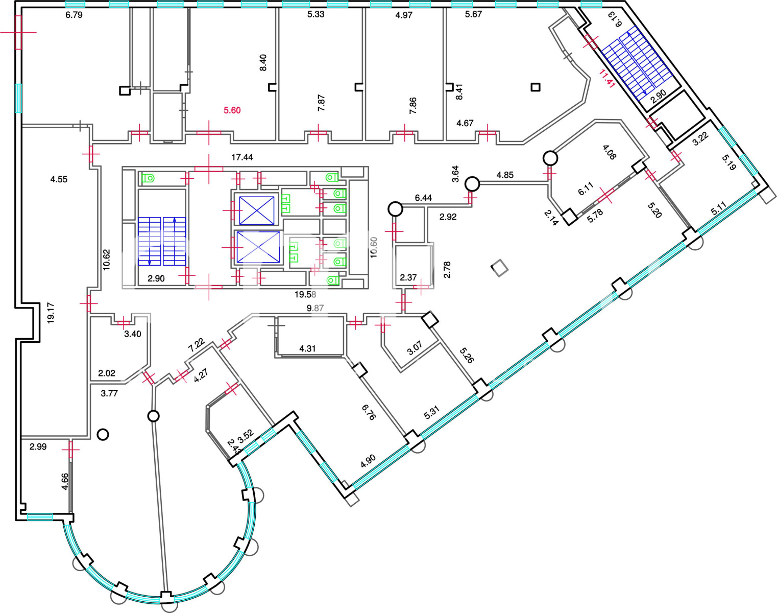 Планировка офиса 737.55-3855.5 м², 3 этаж, БЦ «Бол. Якиманка ул., 18»